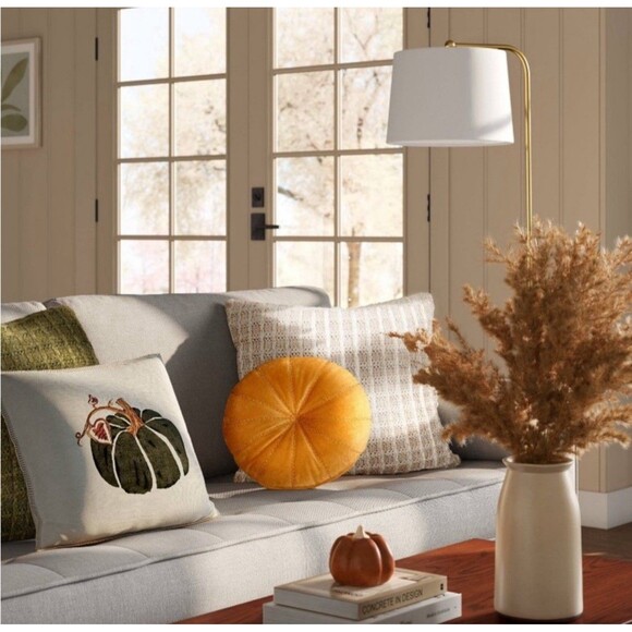 16” Round Velvet Quilted Decorative Throw Pillow - Light Brown - Threshold - Picture 2 of 5